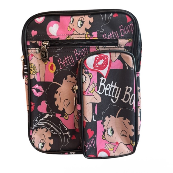 Betty Boop Black and Pink Graphic Crossbody Bag - Picture 1 of 3